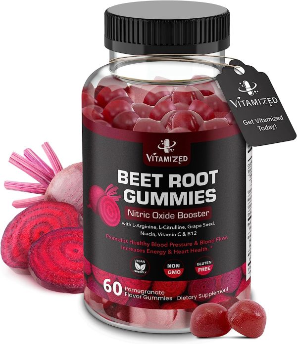 VITAMIZED Potent Beetroot Gummies for Blood Pressure & Circulation 1000mg